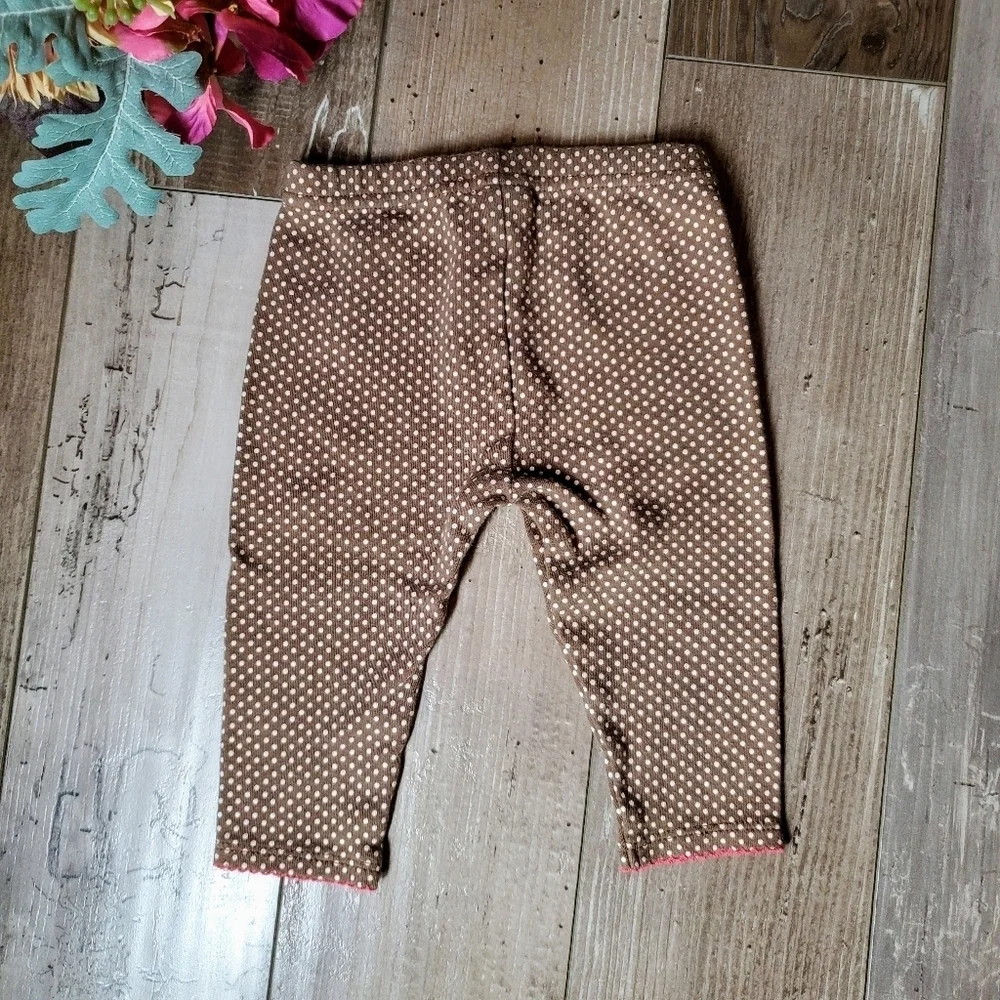 Child of Mine made by Carter's Brown Polka Dot Baby Girl Leggings Size 3-6m NWOT